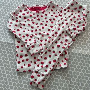 Carter's White Strawberry Print Pajama Set with Red and Green Accents Size 18M